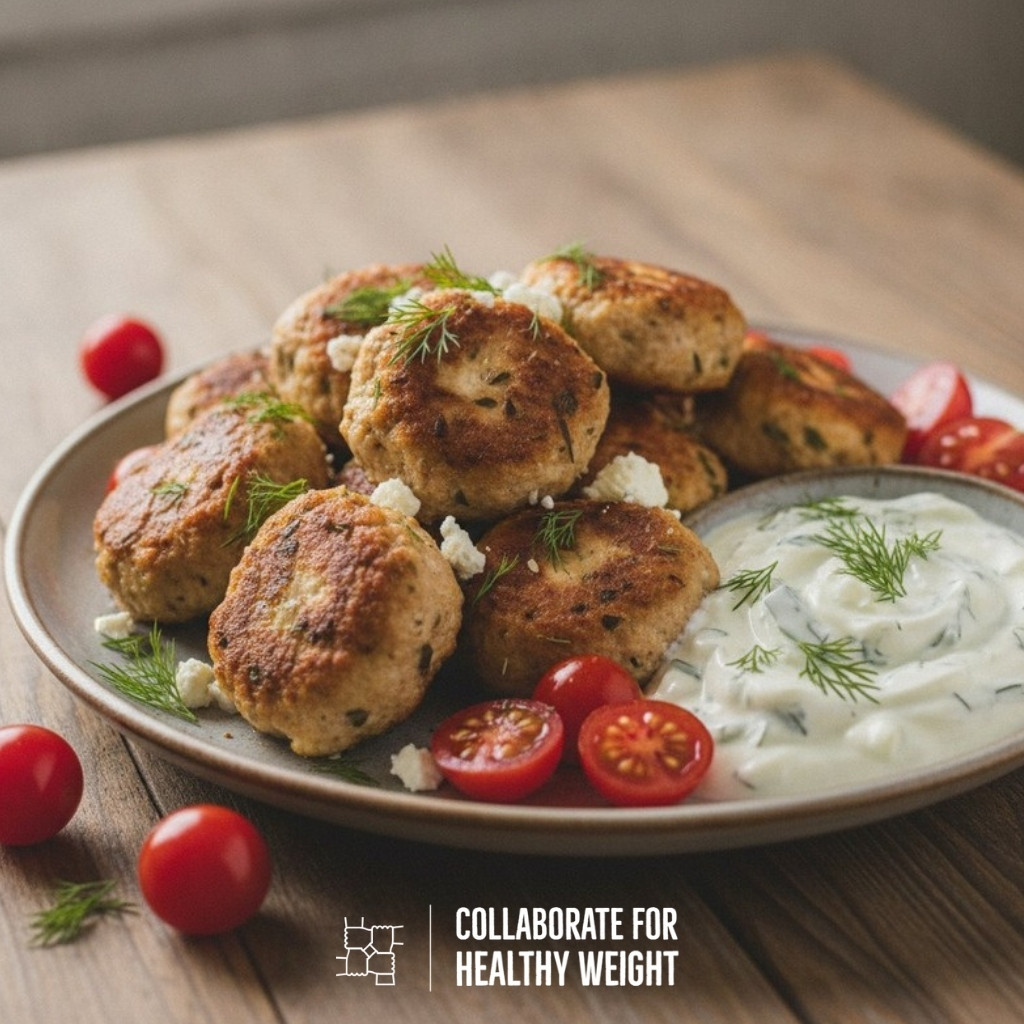 Greek ground chicken meatballs with tzatziki sauce
