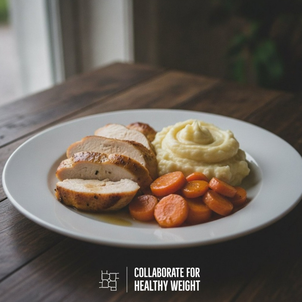 Roasted chicken with mashed potatoes and carrots
