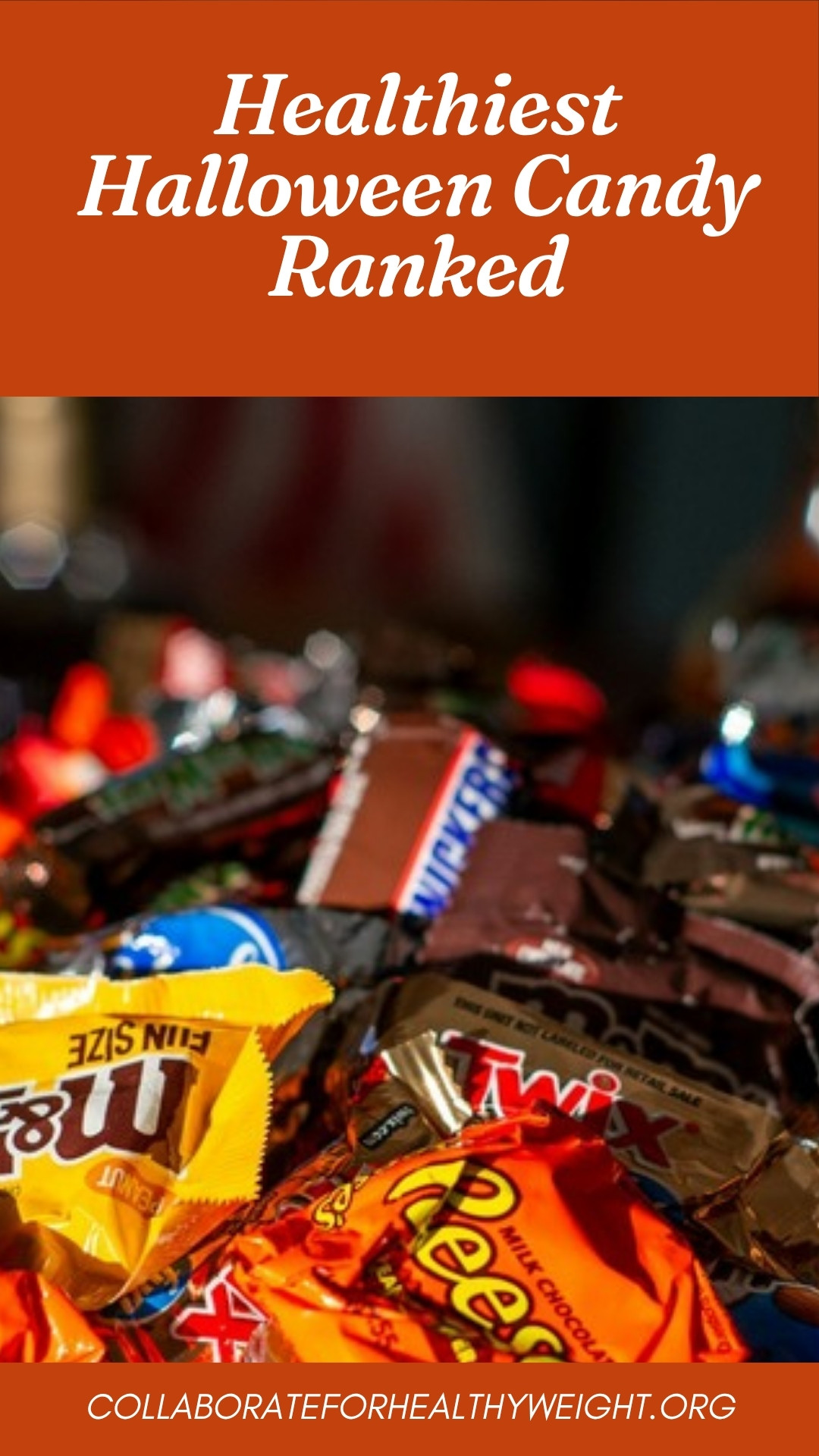 Healthiest Halloween candy ranked pin