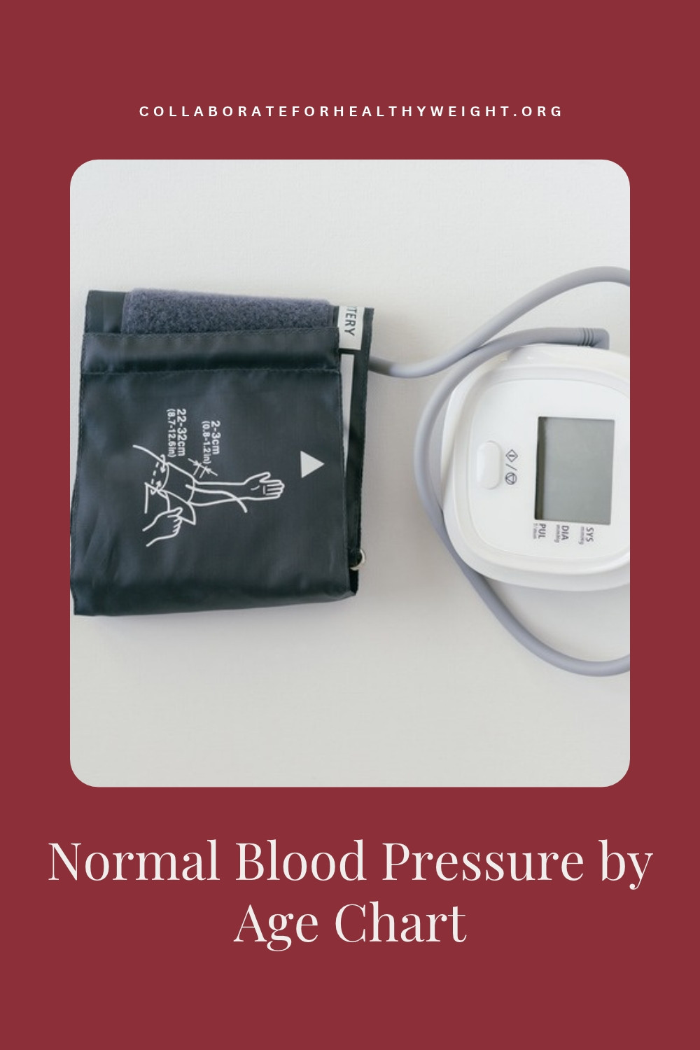 Normal blood pressure by age chart pin with a digital monitor and cuff